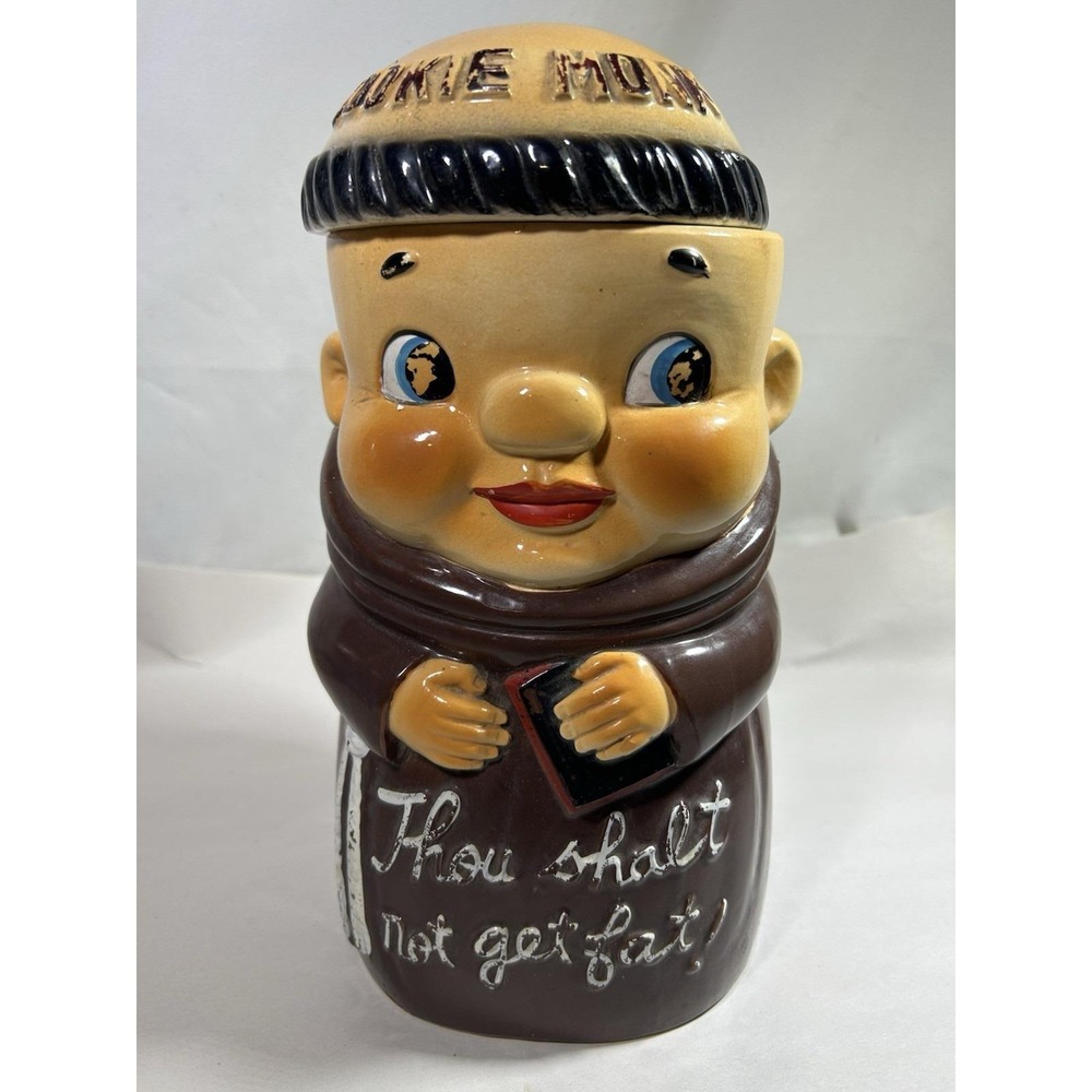 Vintage Cookie Monk Thou Shalt Not Get Fat Cookie Jar Rare Collectible 12" Tall